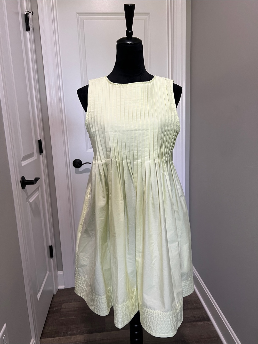 Pleated Mini Dress in Pale Yellow